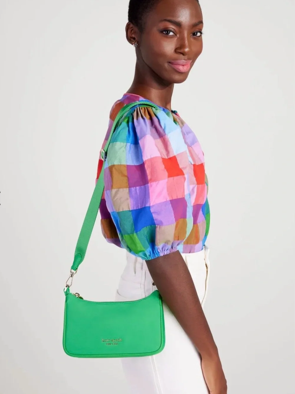 Kate Spade The Little Better Sam Nylon Small Shoulder Bag Crossbody Green